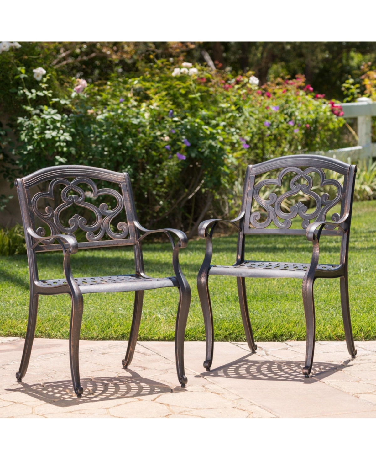 Austin Cast Aluminum Dining Chairs Set of 2 Rust-Resistant Patio Seating
