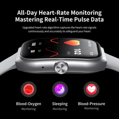 Smart Watch with 2.1" HD Touchscreen, Bluetooth Calling, Wellness Tracking, Bonus Leather Strap Included