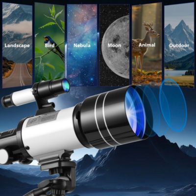 Telescope 70mm Aperture 300mm AZ Mount Telescope with Stand and Phone Adapter for Kids, Adults and Beginners
