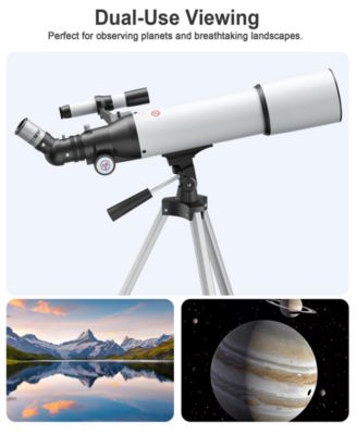 Telescope 80mm Aperture 500mm Refractor Portable Astronomical Telescope for Adults Kids Beginners with Tripod and Accessories