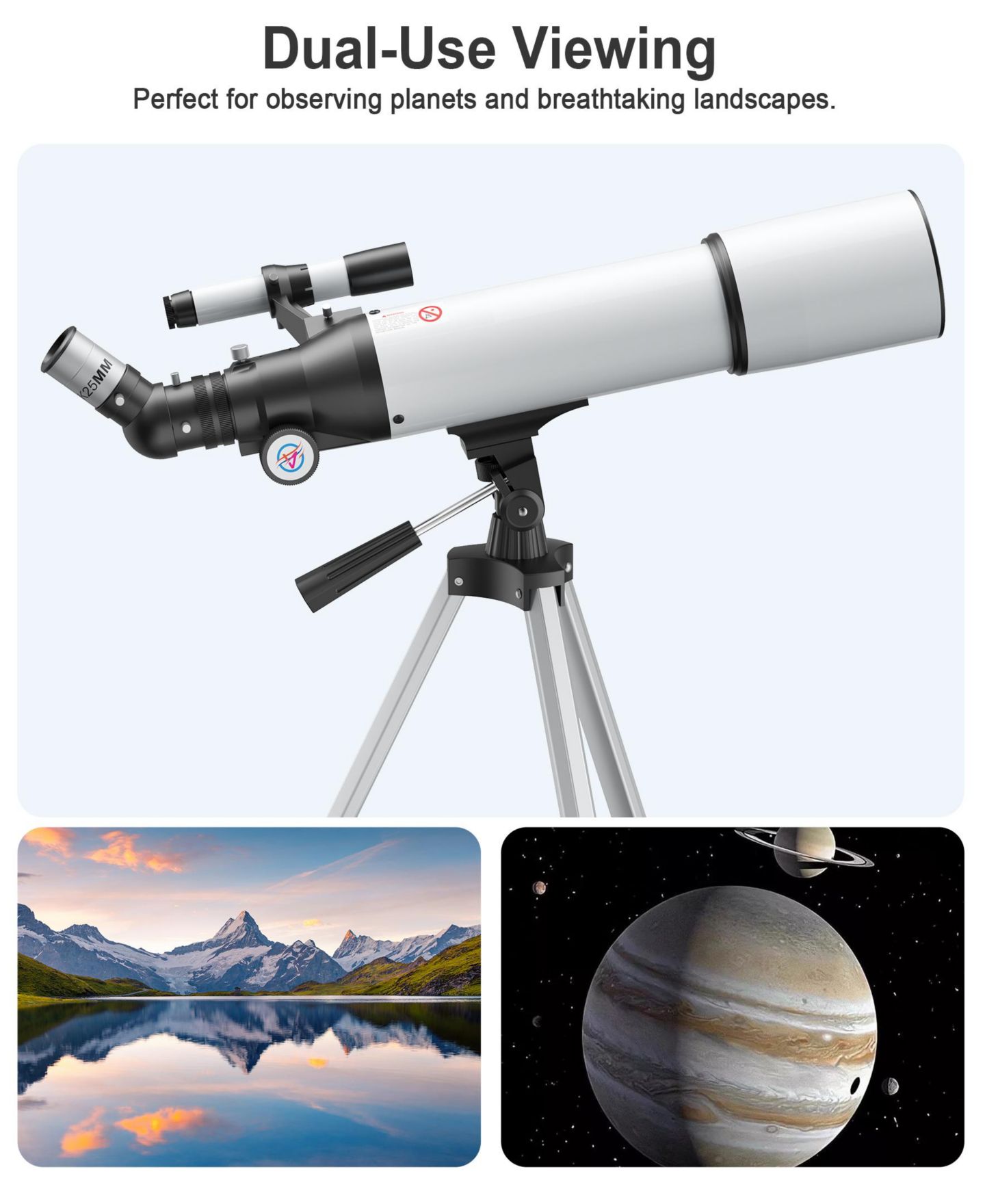 Детские игрушки SUGIFT 80mm Refractor Telescope with Phone Adapter Astronomy Science Kit, Ages 8+, цвет: Белый — фото 8