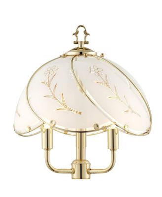Flower Traditional Accent Table Lamp 19 1/2" High Polished Brass Touch On Off Floral Glass Shade for Bedroom Living Room Bedside Office