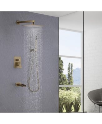 Waterfall Spout Single Handle 3-Spray Square High Pressure Tub and Shower Faucet in (Valve Included