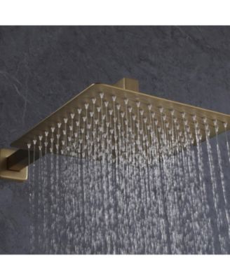 Single-Handle 3-Spray Square High Pressure Tub and Shower Faucet in Brushed Gold (Valve Included