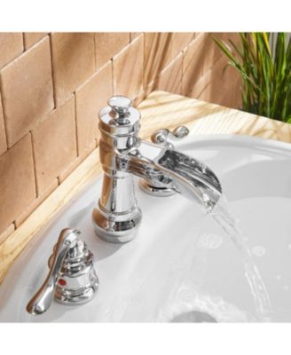 8 in. Waterfall Widespread 2-Handle Bathroom Faucet With Supply Line in Spot Resist Polished Chrome