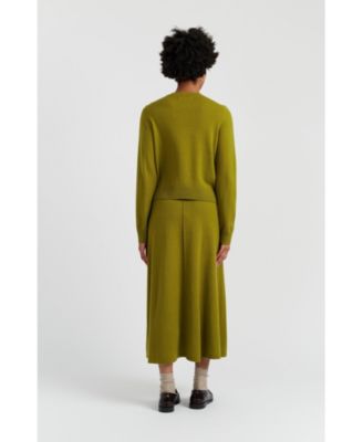 Women's Wool Cashmere Blend Crew Neck Cropped Cardigan