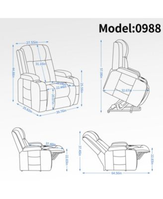 Infinite Position Single Motor Up to 350 LBS Power Lift Recliner Chair for Elderly Heavy Duty Motion Mechanism with 8 Point Vibration Massage and Lumbar Heating USB Charging Port Cup Holders Brown