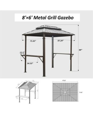 8.1-ft x 5.97-ft Grill Gazebo Gray Grill Gazebo with Hardtop Roof