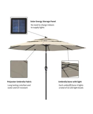 3-Tier Patio Umbrella with Led Lights 10ft Outdoor Patio Table Umbrella Large Umbrella Pool Umbrella For Deck, Pool, Garden, Patio