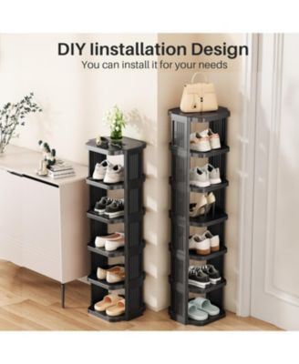 Vertical Shoe Rack: 8 Tiers Stackable Shoe Rack for Closet DIY Free Standing Shoe Organizer Small Shoe Shelf for Small Spaces and Narrow Spaces Plastic