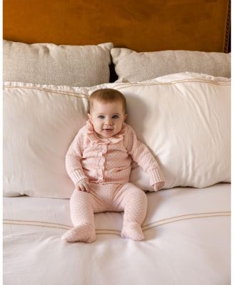 2 Piece Set Baby Girls 100% Cotton Knit Cardigan and Footed Pant