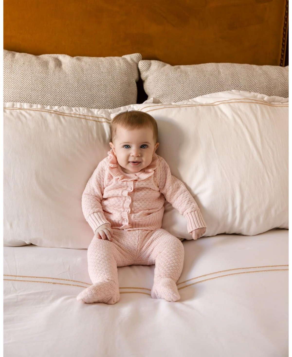 MeMoi 2 Piece Set Baby Girls 100% Cotton Knit Cardigan and Footed Pant