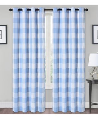 Country Farmhouse Living Classic Buffalo Plaid Checkered Single Grommet Top Window Curtain Panel - 54 in. W x 84 in. L, Linen