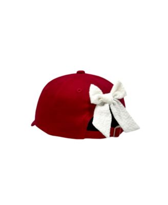 Officially Licensed Arkansas Razorbacks Girls' Bow Baseball Hat in Red