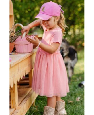 Girls' Cowboy Boot Bow Baseball Hat in Pink