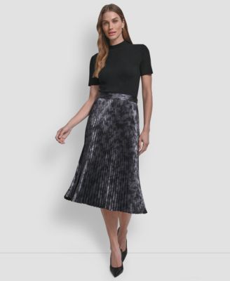 Women's Pleat Detail Midi Skirt