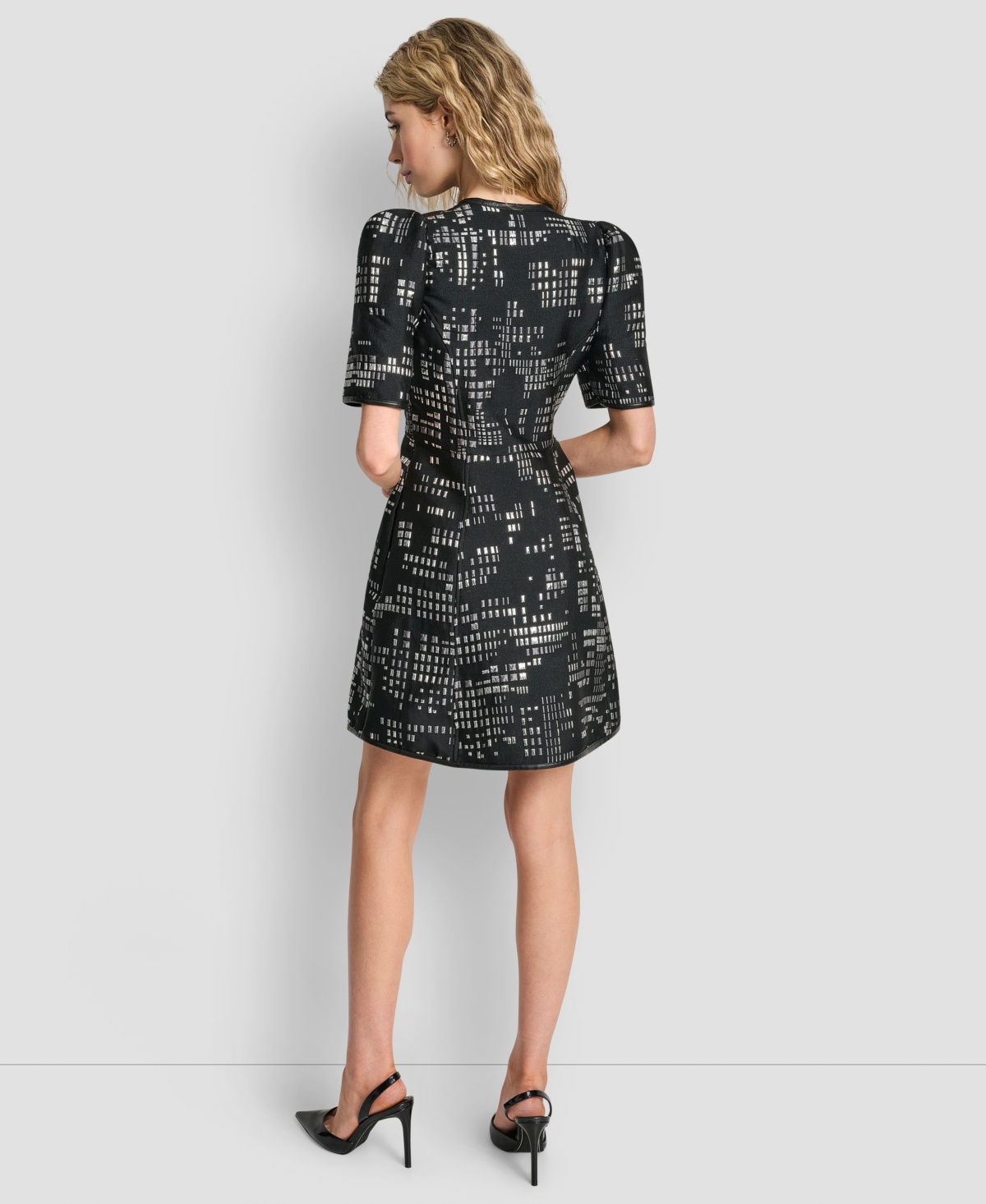 Dkny Front Zip Abstract Jacquard Minidress In Multi