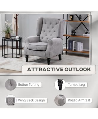 Button-Tufted Accent Chair with High Wingback, Rounded Cushioned Armrests