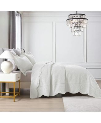 3 PCS 100% Cotton Oversized Bedspread Set Lightweight Quilt Set TX - Queen