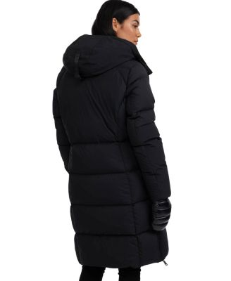 Women's Zaniah Long Channel Quilted Puffer with Removable Hood