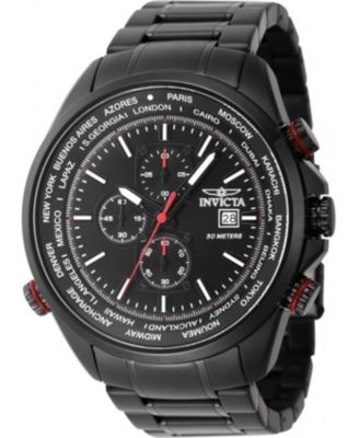 Men's 47820 Aviator Quartz Multifunction Black Dial Watch