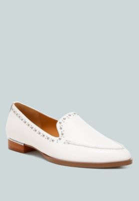 Rag and Co Womens Wolferton Delicate Stud Detail Leather Loafers