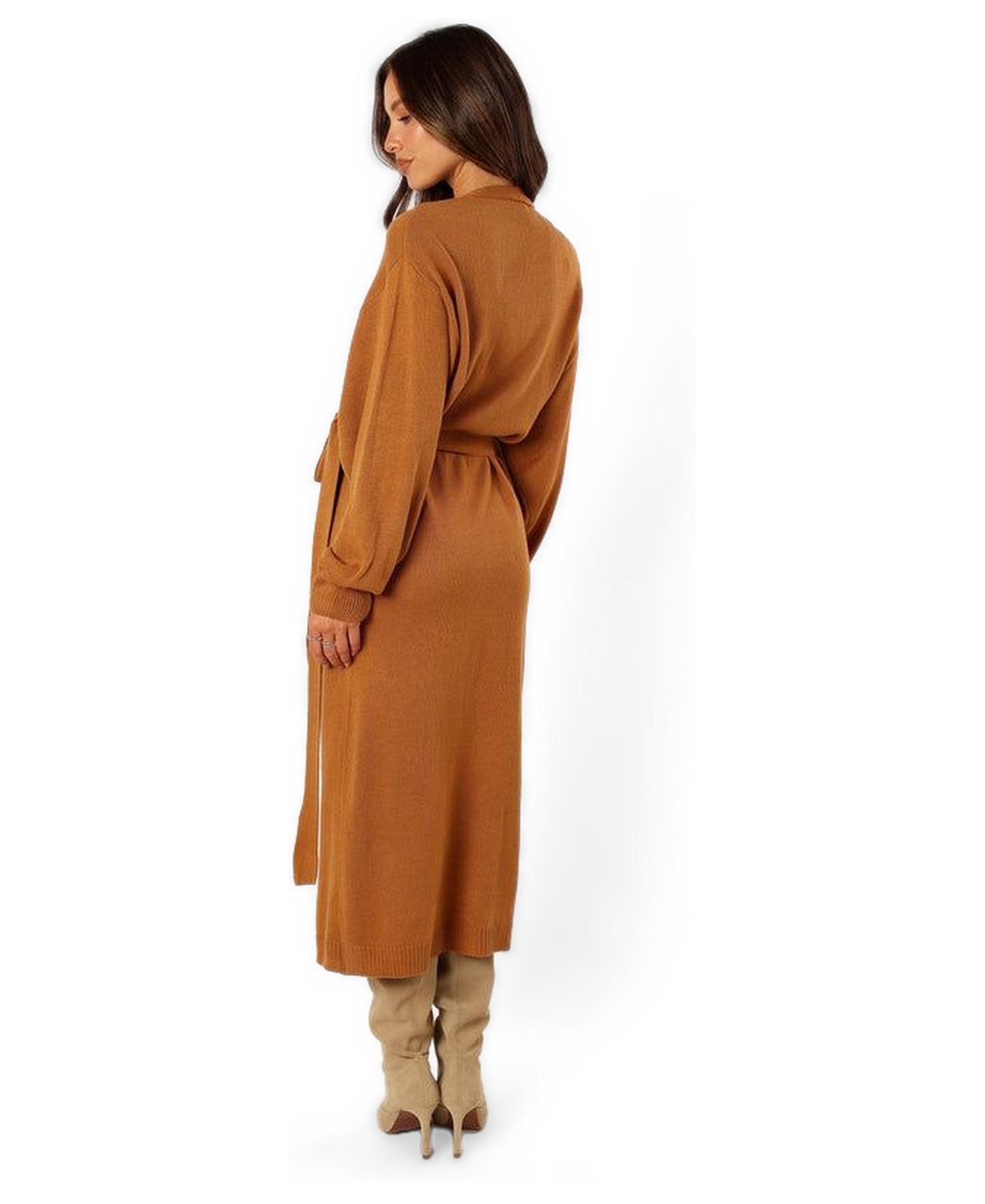 Женское платье Petal and Pup Nova Wrap Knit Midi, цвет: Верблюжий — фото 8