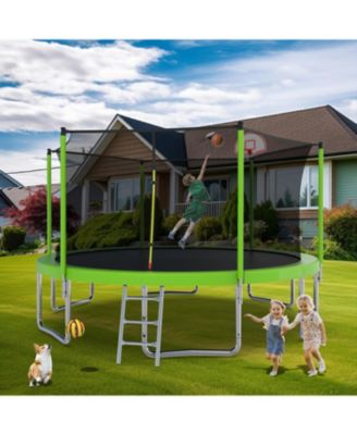 Streamdale 14FT Kids Trampoline with Safety Net, Basketball Hoop, and Accessories