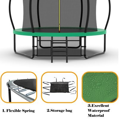 Streamdale 10FT Pumpkin Style Trampoline with Safety Net and Ladder