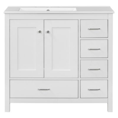  36" White Bathroom Vanity with Premium Ceramic Sink