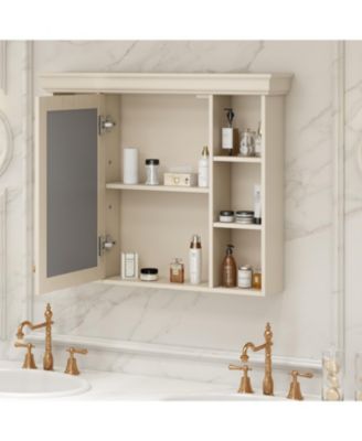 Streamdale 35" Blue Wall-Mounted Bathroom Cabinet with Mirror