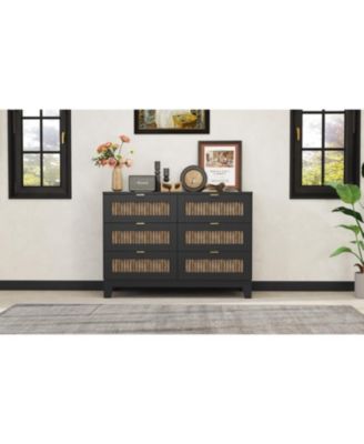 Rustic Dresser with 6 Drawers and Metal Handles