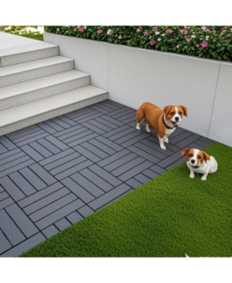 Interlocking Deck Tiles, 44 Pack, 12" Dark Grey, Waterproof Outdoor Patio