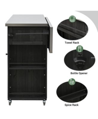 Streamdale Outdoor Kitchen Island - Fir Wood, Stainless Top