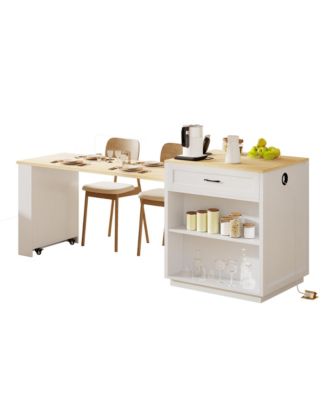 Streamdale Extendable Kitchen Island with Dining Table and Storage