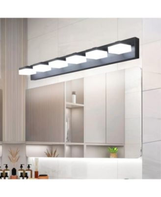 Modern 6-Light Black LED Vanity Mirror Light Fixture