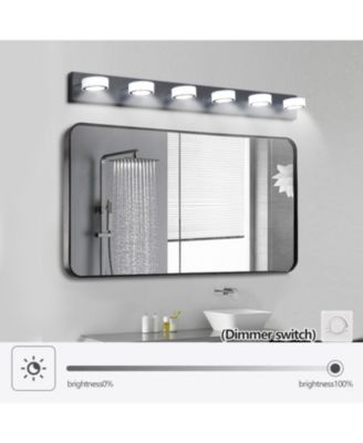 Streamdale LED Modern Black 6-Light Vanity Lights Fixtures Over Mirror Bath Wall Lighting