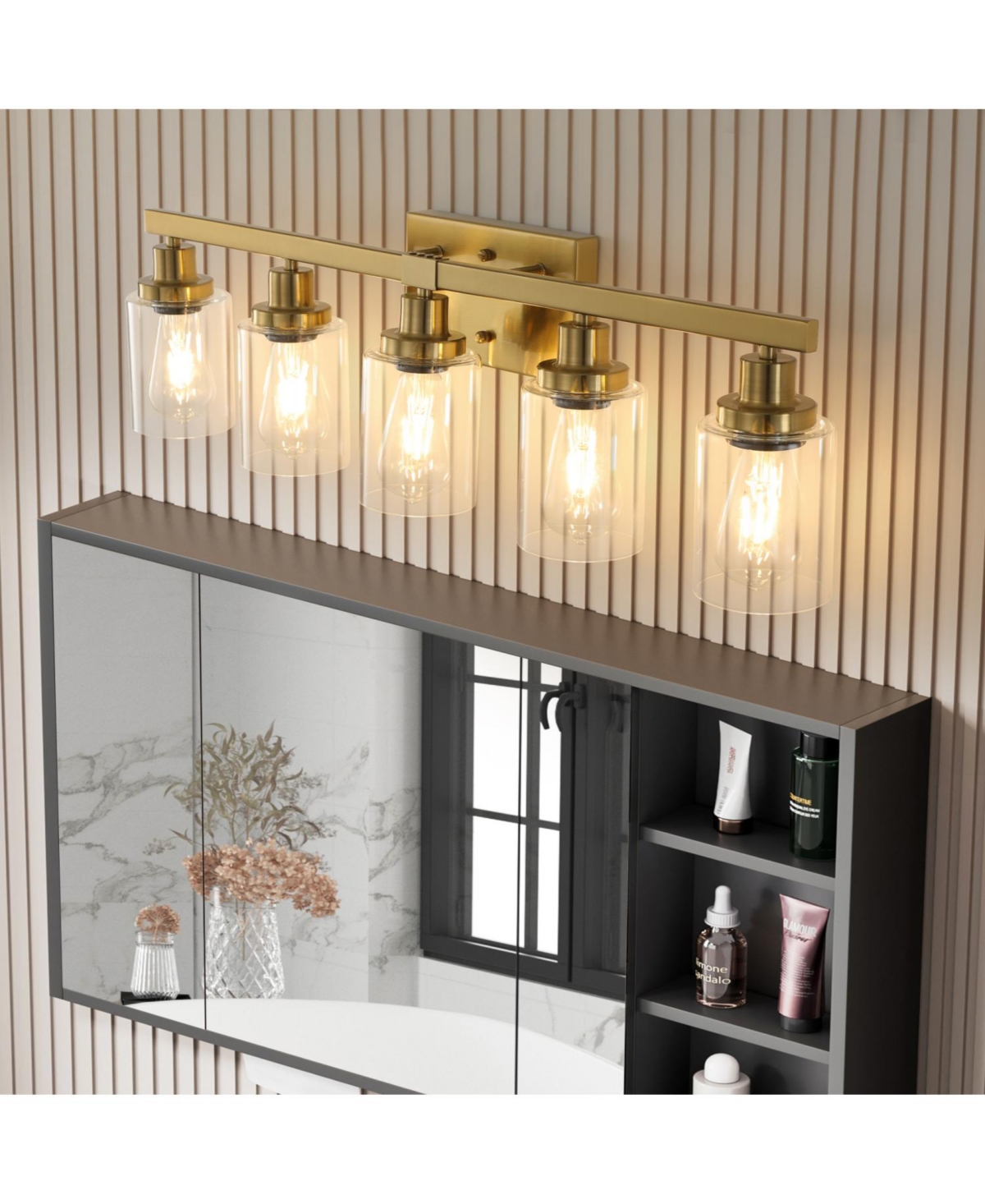 Streamdale Furniture Streamdale 5-Light Clear Glass Vanity Light (No Bulbs)