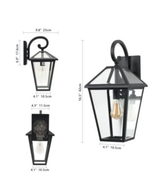 Outdoor Wall Lanterns with Clear Glass Panels 2-Pack