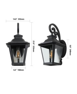 Streamdale 2-Pack Black Wall Lanterns with Clear Glass Panels for Outdoor Lighting