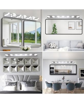 Modern 7-Light LED Vanity Light - Chrome with Acrylic Shades - Dimmable, 52.2" Length