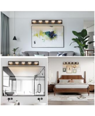 Modern 5-Light Vanity Light Sleek Iron & Acrylic Fixture with Dimming and Energy Efficiency