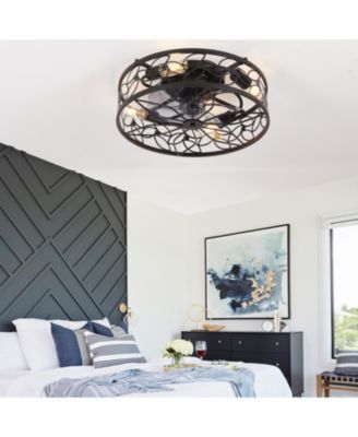 Streamdale Black Vintage Caged Ceiling Fan with Remote - 18.1", Industrial Style