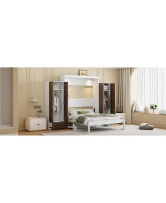 Full Size Murphy Bed Wall Bed with Closet Drawers and Table