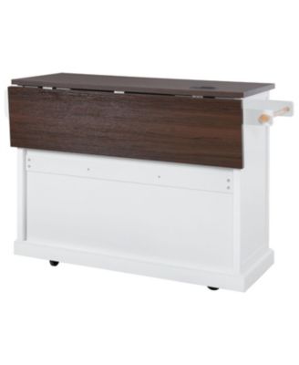 Kitchen Island with Drop Leaf & Power Outlet