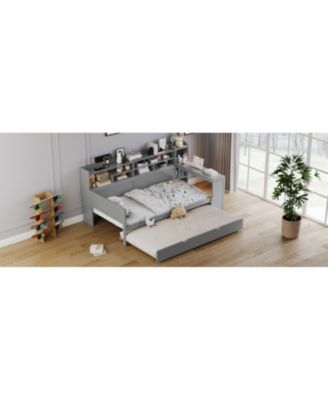 Twin Daybed with Trundle Desk & Shelves