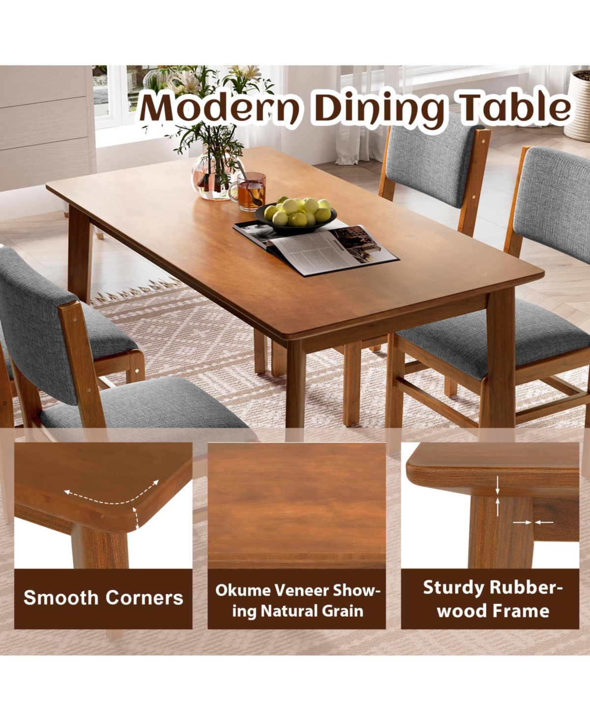 Streamdale Furniture Mid Century Modern 5-Piece Dining Set