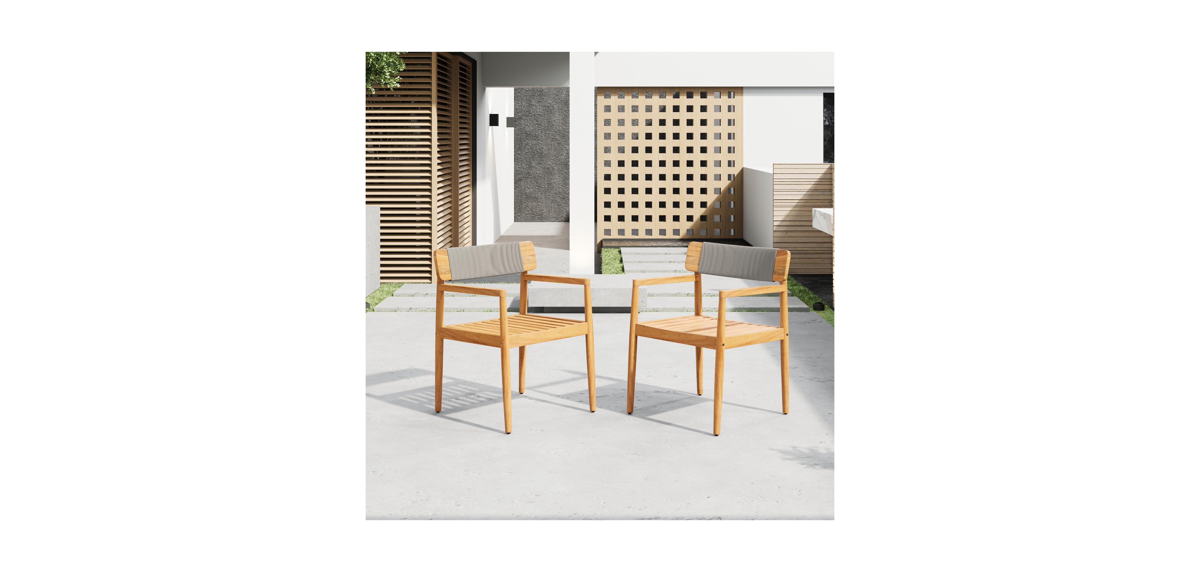 Streamdale Furniture Acacia Wood Outdoor Armchair - Weather-Resistant & Stylish Set of 2