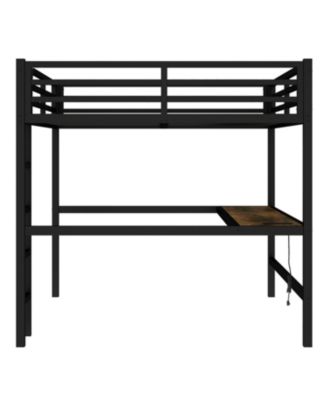 Queen Loft Bed with Outlet & LED - Black