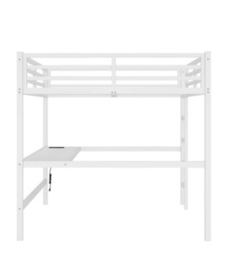 Queen Size Loft Bed with Power & LED - White